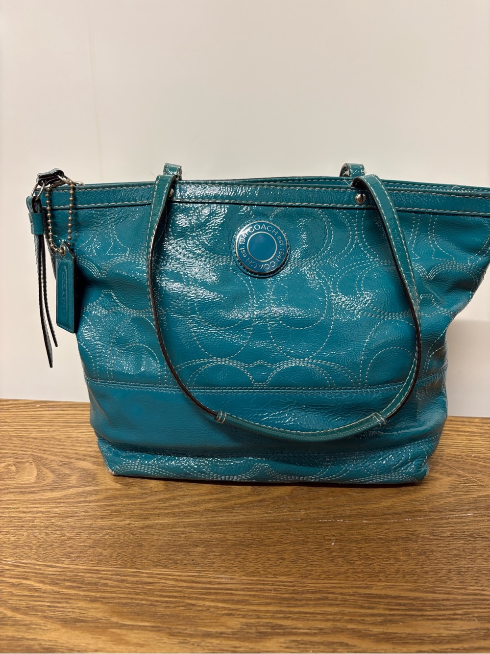 Coach | Vintage Y2K Teal Patent Leather Tote